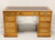 SOLD - NATIONAL MT. AIRY Oak Campaign Style Kneehole Desk with Leather Writing Surface