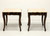 Mid 20th Century Carved Mahogany Marble Top Regency Style Large Side Tables - Pair