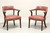 SOLD - CLASSIC LEATHER Late 20th Century Mauve Leather Game Armchairs - Pair