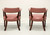 SOLD - CLASSIC LEATHER Late 20th Century Mauve Leather Game Armchairs - Pair