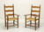 SOLD - Primitive Pine & Twisted Rush Farmhouse Ladder Back Armchairs - Pair