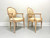 1980's Carved Whitewashed Wood Boho Rope Twist Dining Armchairs - Pair