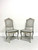 SOLD - 20th Century Painted Distressed Pale Blue & Ivory French Country Louis XV Caned Side Chairs - Pair