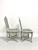 SOLD - 20th Century Painted Distressed Pale Blue & Ivory French Country Louis XV Caned Side Chairs - Pair