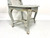 SOLD - 20th Century Painted Distressed Pale Blue & Ivory French Country Louis XV Caned Side Chairs - Pair