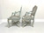 SOLD - 20th Century Painted Distressed Pale Blue & Ivory French Country Louis XV Caned Armchairs - Pair