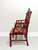 Late 20th Century Red Lacquered Carved Wood & Cane Asian Style Armchair