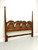 DREXEL Burl Oak Caned Mediterranean Style Two Post King Size Headboard