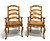 Late 20th Century Distressed French Country Dining Armchairs w/ Rush Seats - Pair