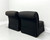 SOLD - HENREDON Contemporary Black Narrow Wale Corduroy Roll Back Slipper Chairs - Pair