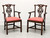 SOLD  - BAKER Historic Charleston Mahogany Chippendale Straight Leg Dining Armchairs - Pair