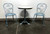 SOLD OUT - Powder Blue Cast Metal Ice Cream Bistro Set - Marble Top Table & Pair of Chairs