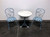 SOLD OUT - Powder Blue Cast Metal Ice Cream Bistro Set - Marble Top Table & Pair of Chairs
