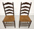 SOLD - Mid 20th Century Mahogany Finish Rush Seat Ladder Back Dining Side Chairs - Pair