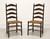 SOLD - Mid 20th Century Mahogany Finish Rush Seat Ladder Back Dining Side Chairs - Pair