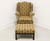 SOLD - SOUTHWOOD Mahogany Frame Chippendale Pineapple Fabric Wing Back Chair w/ Ottoman