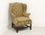 SOUTHWOOD Mahogany Frame Chippendale Pineapple Fabric Wing Back Chair