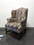 SOLD - Mahogany Chippendale Straight Leg Wing Back Chair with Stretcher Base
