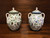 SOLD - LAURENCE MCGOWAN England Avian 10.75" Stoneware Lidded Ginger Jars Urns Pair