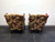 SOLD - Straight Leg Chippendale Style Wing Back Chairs - Pair