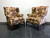 SOLD - Straight Leg Chippendale Style Wing Back Chairs - Pair