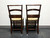 SOLD - JONATHAN CHARLES Rustic Walnut Church Side Chairs with Rush Seats - Pair 1