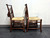 SOLD - JONATHAN CHARLES Rustic Walnut Church Side Chairs with Rush Seats - Pair 3