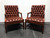 SOLD OUT - HICKORY CHAIR Leather Tufted Banker Open Arm Chairs with Nailhead Trim