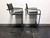 SOLD - MART STAM Chrome & Black Leather Bar Stools - Made in Italy