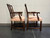 SOLD OUT - FANCHER Solid Mahogany Chippendale Straight Leg Dining Captain's Arm Chairs - Pair