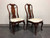 SOLD - Solid Mahogany Queen Anne Dining Side Chairs - Pair A