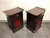 SOLD OUT - Vintage Mahogany & Tooled Leather Asian Style Nightstands Bedside Cabinets - Pair