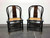 SOLD OUT - HENREDON Asian Chinoiserie Black Lacquer Cane Seat Dining Chairs - Pair