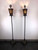 SOLD - OSCAR BACH Segar Studios Bronze Torchieres Floor Lamps - Pair