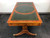 SOLD - English Yew Wood & Leather Regency Style Trestle Partner Desk