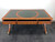 SOLD - English Yew Wood & Leather Regency Style Trestle Partner Desk