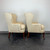 SOLD OUT - Vintage Button Tufted Queen Anne Wing Back Chairs - Pair