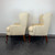 SOLD OUT - Vintage Button Tufted Queen Anne Wing Back Chairs - Pair