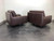 SOLD - ROCHE-BOBOIS Modern Swivel Chairs in Chocolate Brown Leather - Pair 1