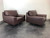 SOLD - ROCHE-BOBOIS Modern Swivel Chairs in Chocolate Brown Leather - Pair 2