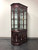 SOLD - Chinese Rosewood Mother of Pearl Inlay Lighted Canted Curio China Cabinet