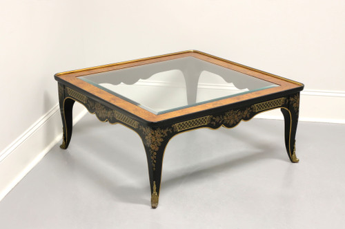 SOLD - DREXEL HERITAGE Asian Chinoiserie Black Lacquer Glass Top