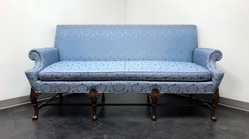 Hickory Chair Queen Anne Sofa Settee In Blue Brocade