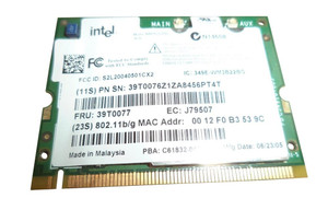 Part No: 39T0077 - IBM Lenovo 802.11b/g 2200BG Mini-PCI Wireless Card by Intel for ThinkPad R51