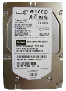 Part No: 390-0463 - Sun 600GB 15000RPM SAS 6GB/s Hot-Pluggable 16MB Cache 3.5-inch Hard Drive