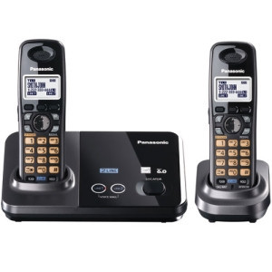 Part No: KX-TG9322T - Panasonic KX-TG9322T Cordless Phone 1.90 GHz DECT 6.0 Metallic Black 2 x Phone Line 1 x