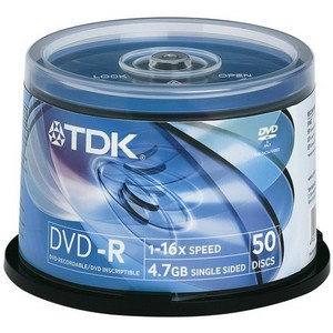 Part No: Z16X-RTWHCB50 - TDK 16x dvd-R Media - 4.7GB - 50 Pack