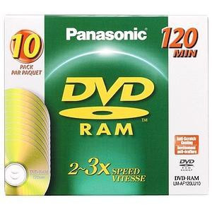 Part No: LM-AF120LU10 - Panasonic 3x dvd-RAM Single-Sided Media - 4.7GB - 10 Pack