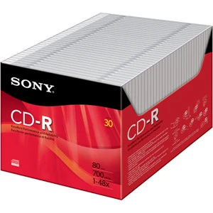 Part No: 30CDQ80R - Sony 48x CD-R Media - 700MB - 120mm Standard - 30 Pack Slim Jewel Case