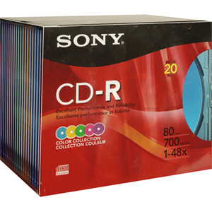 Part No: 20CDQ80RX - Sony 20CDQ80RX 48 CD-R Media - 700MB - 120mm Standard - 20 Pack Slim Jewel Case